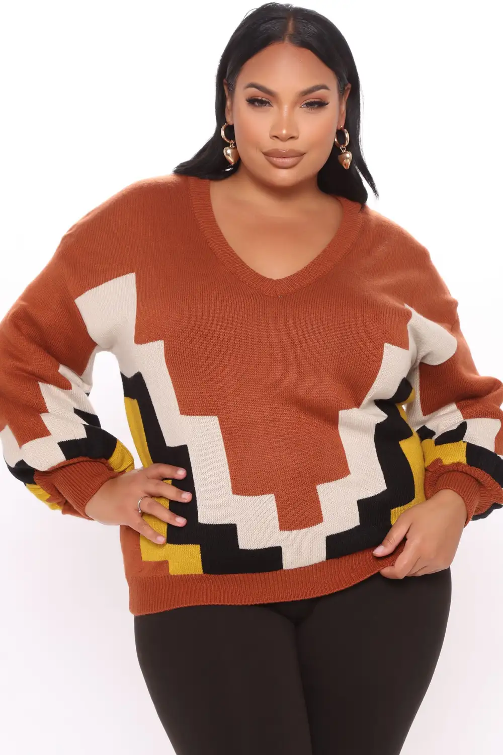 In That Moment Colorblock Sweater - Brown/combo