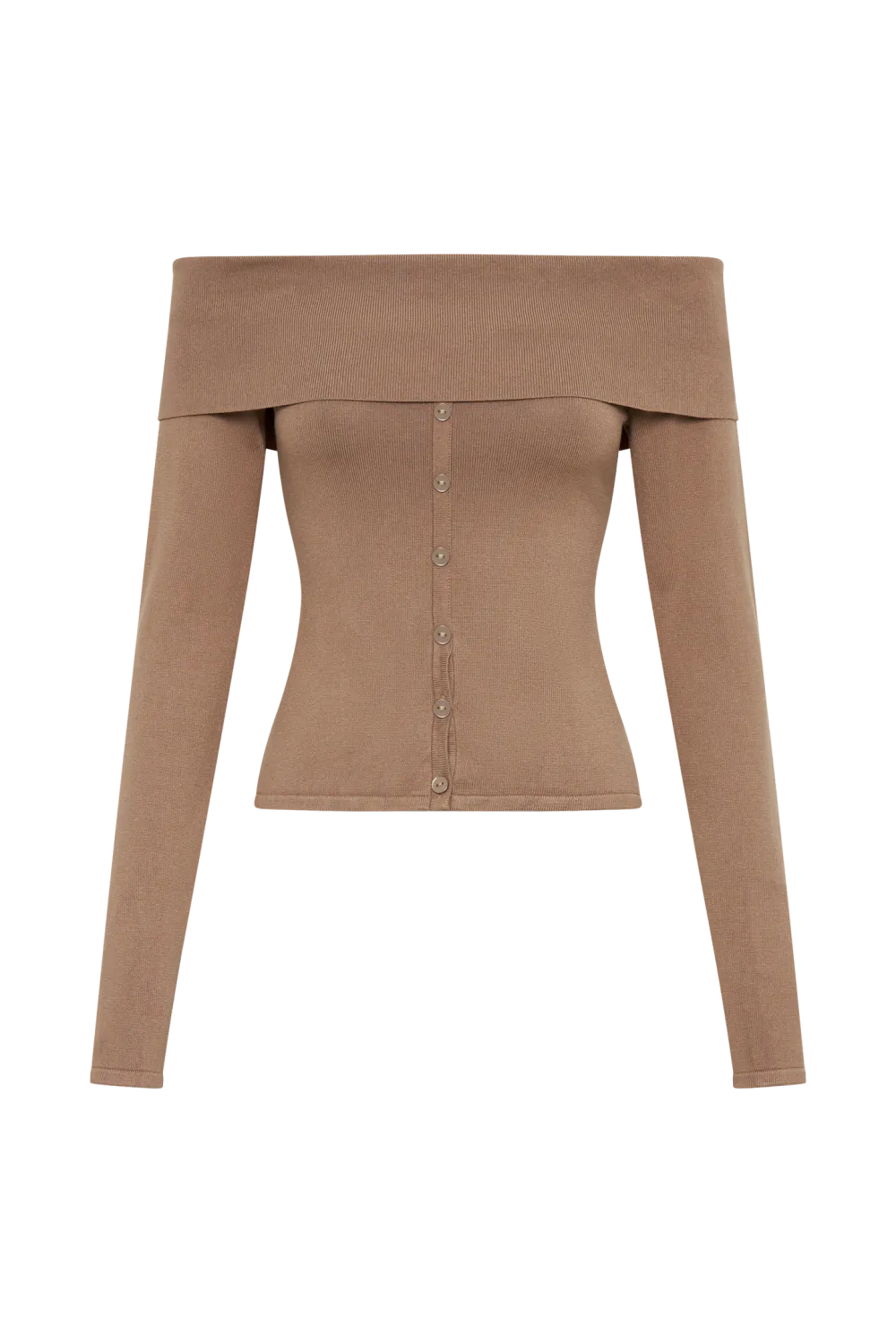 Buttoned Off Shoulder Knit Top