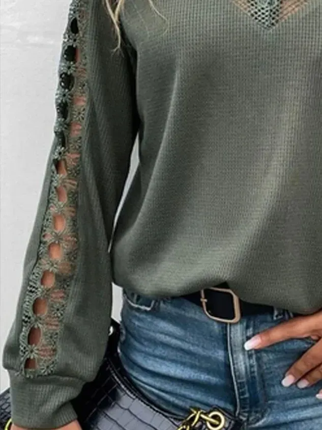 Plain Regular Fit Casual Daily V Neck T-Shirt