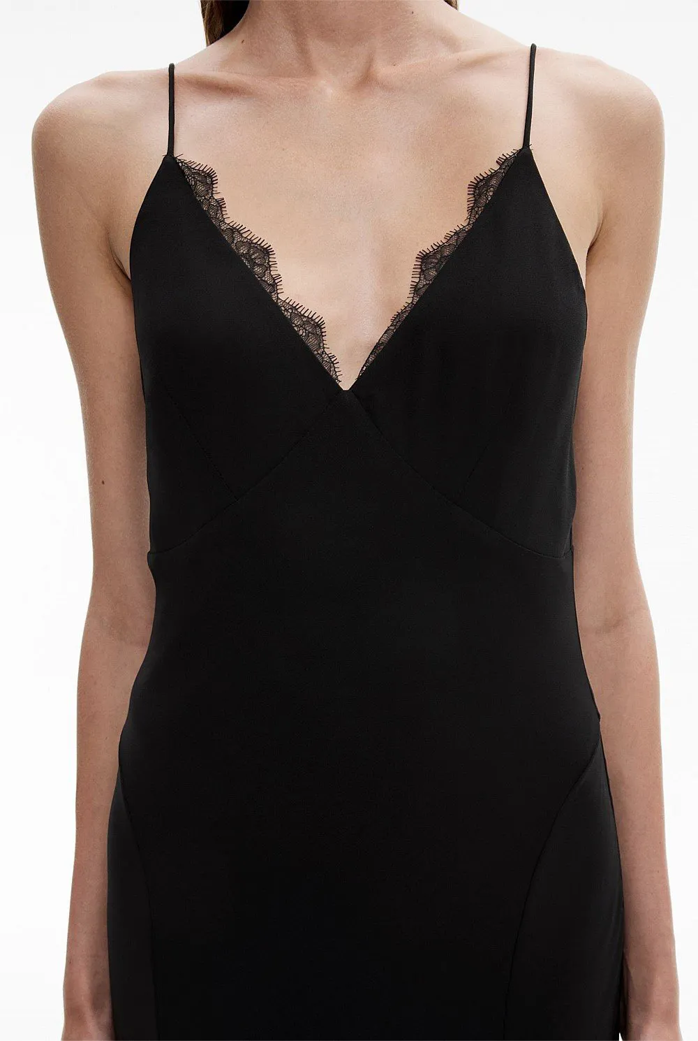 Strapless Net Fabric V-Neck Long Dress