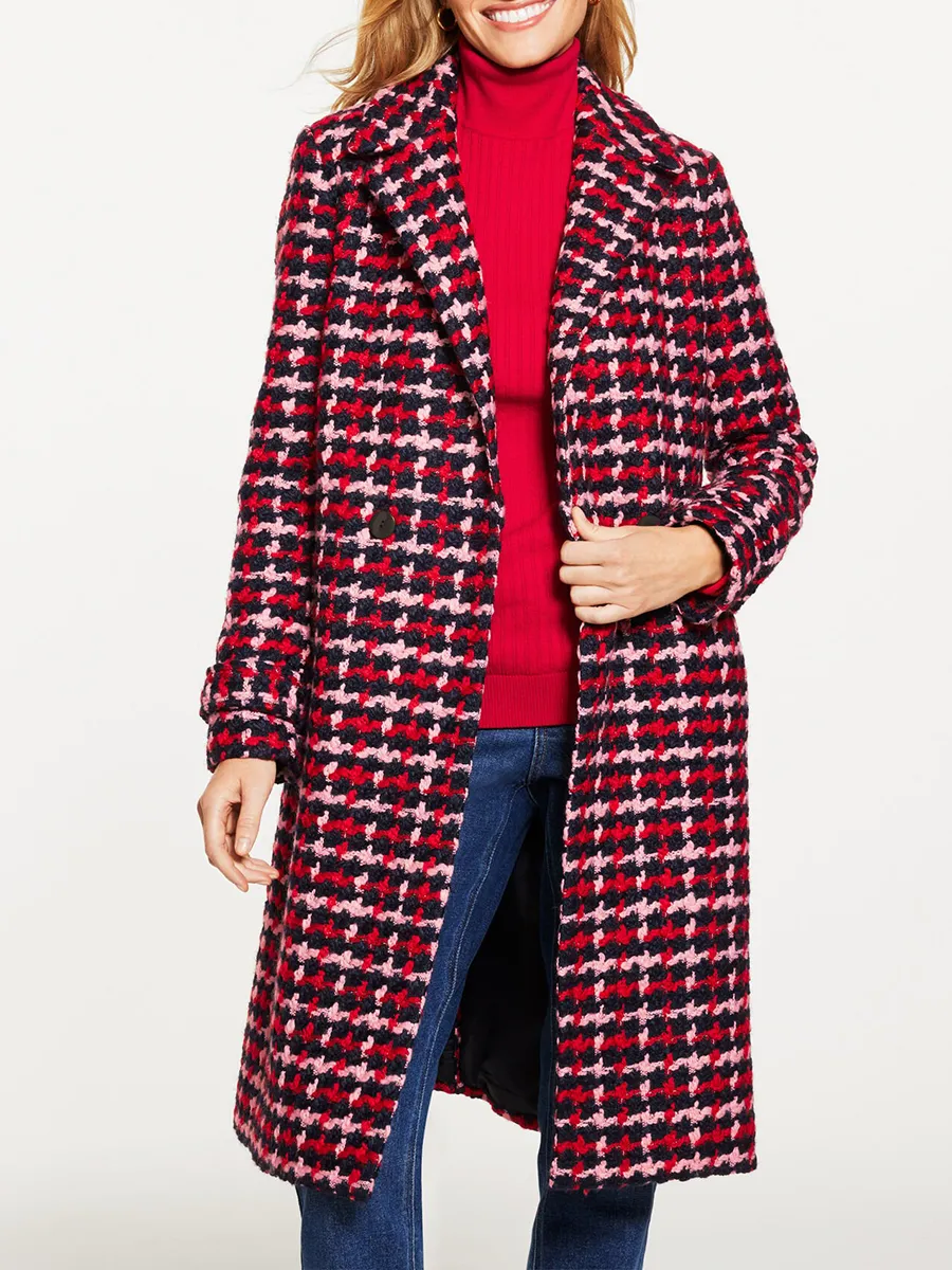 Lady's Multi Color Peacock Patterned Tweed Coat