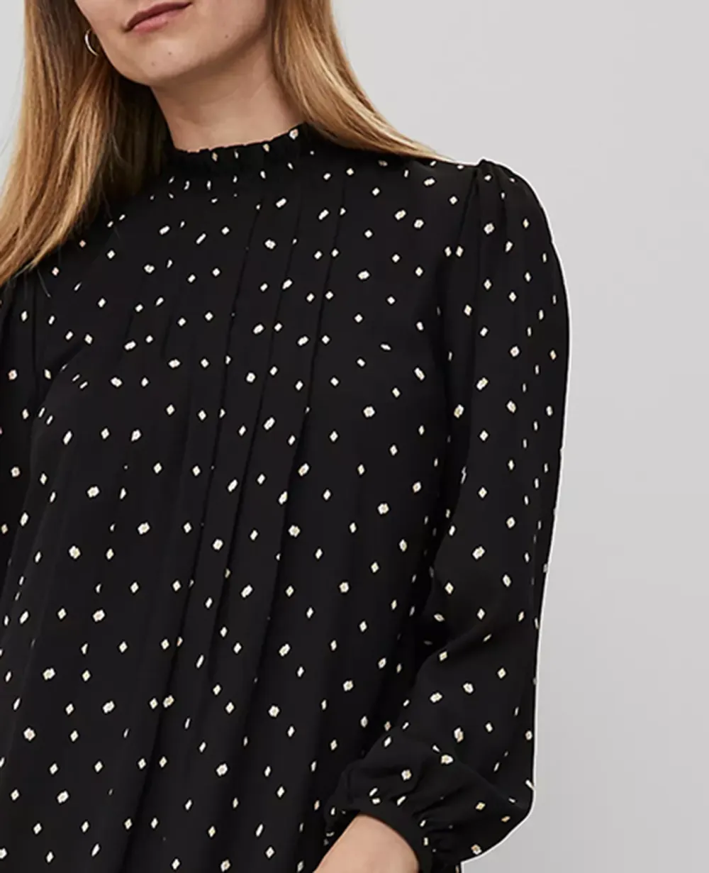 Diamond Shadows Mock Neck Shift Dress