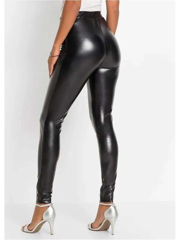 Women's Basic Essential Chic & Modern Pants Leggings Ankle-Length Pants Club Stretchy Solid Colored PU Artificial Leather High Waist Skinny Wine Red Black Dark Green color Dark Blue S M L XL XXL