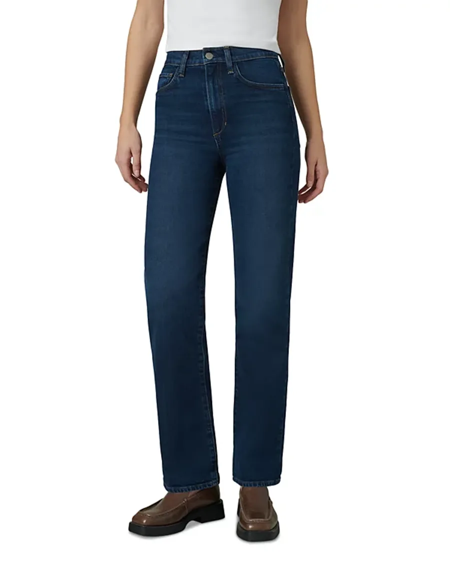 Blue Straight Leg High Rise Jeans