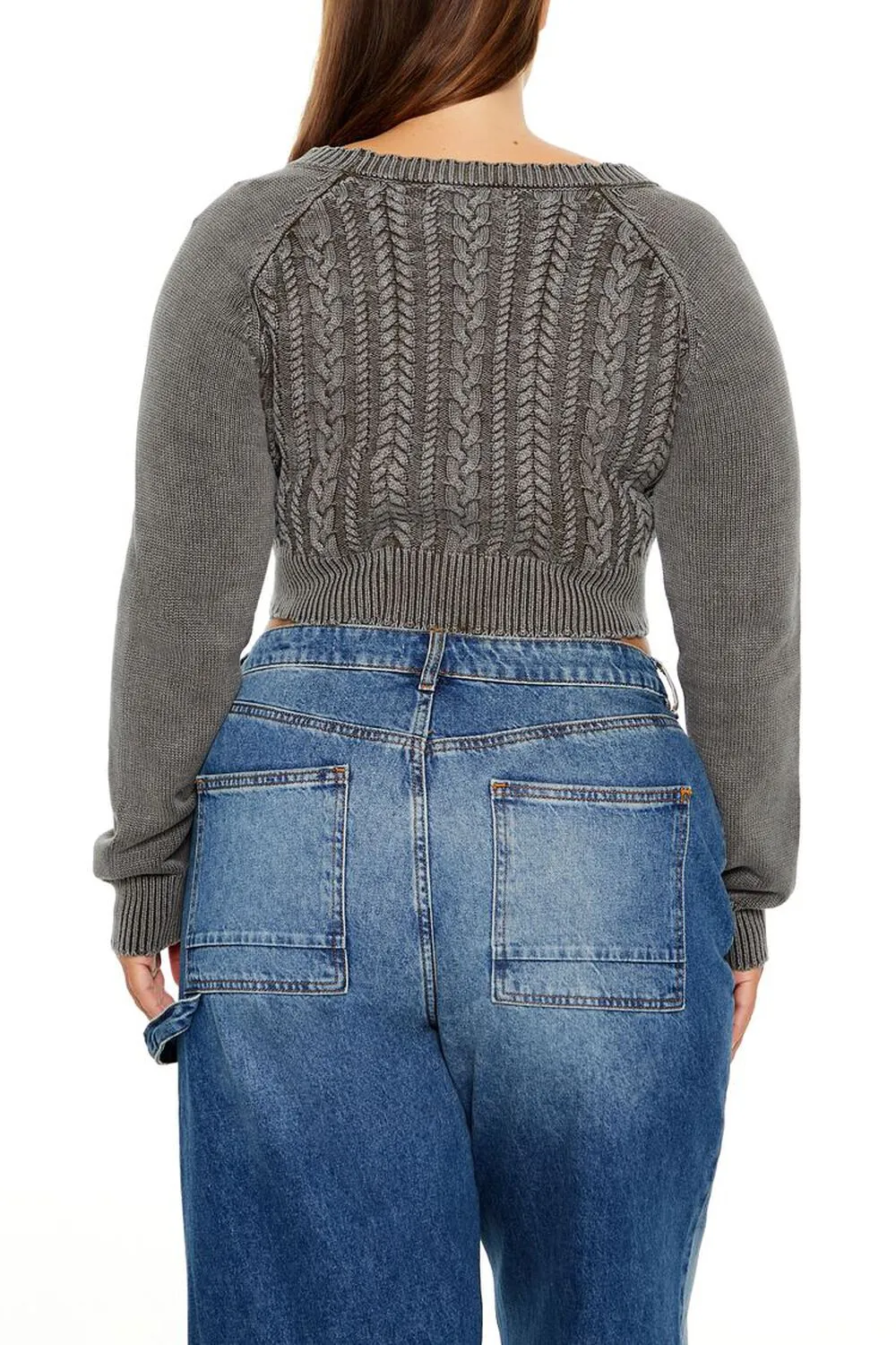 Plus Size Cropped Cardigan Sweater
