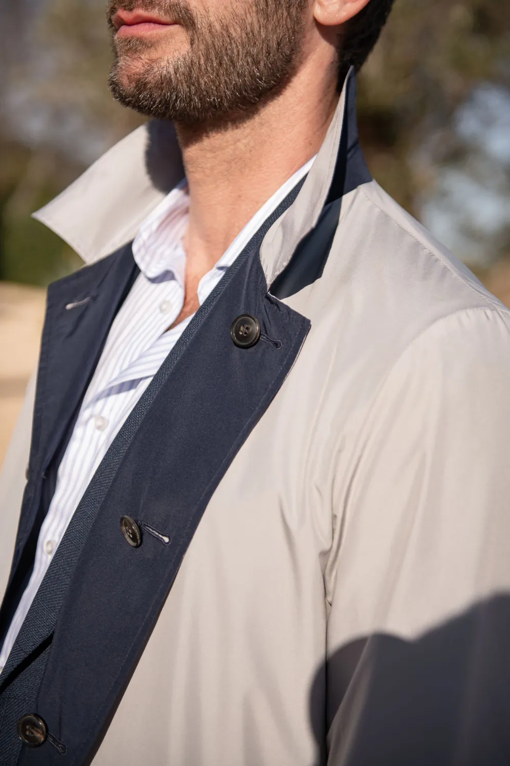 Blue And Grey Reversible Raincoa