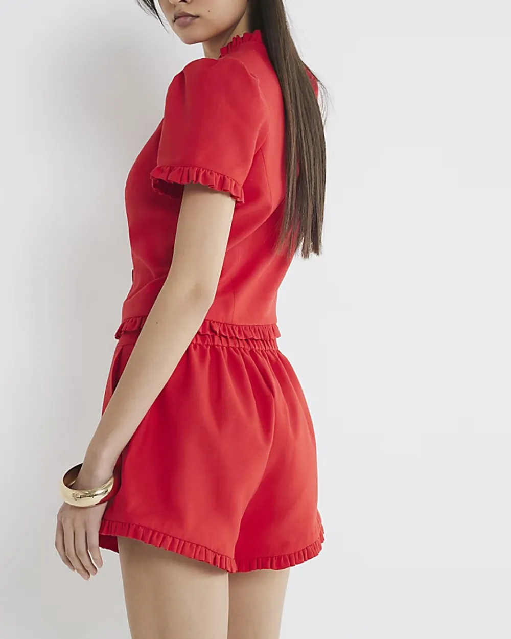 V-Neck Pleated Lace Women's Short-Sleeved Shirts