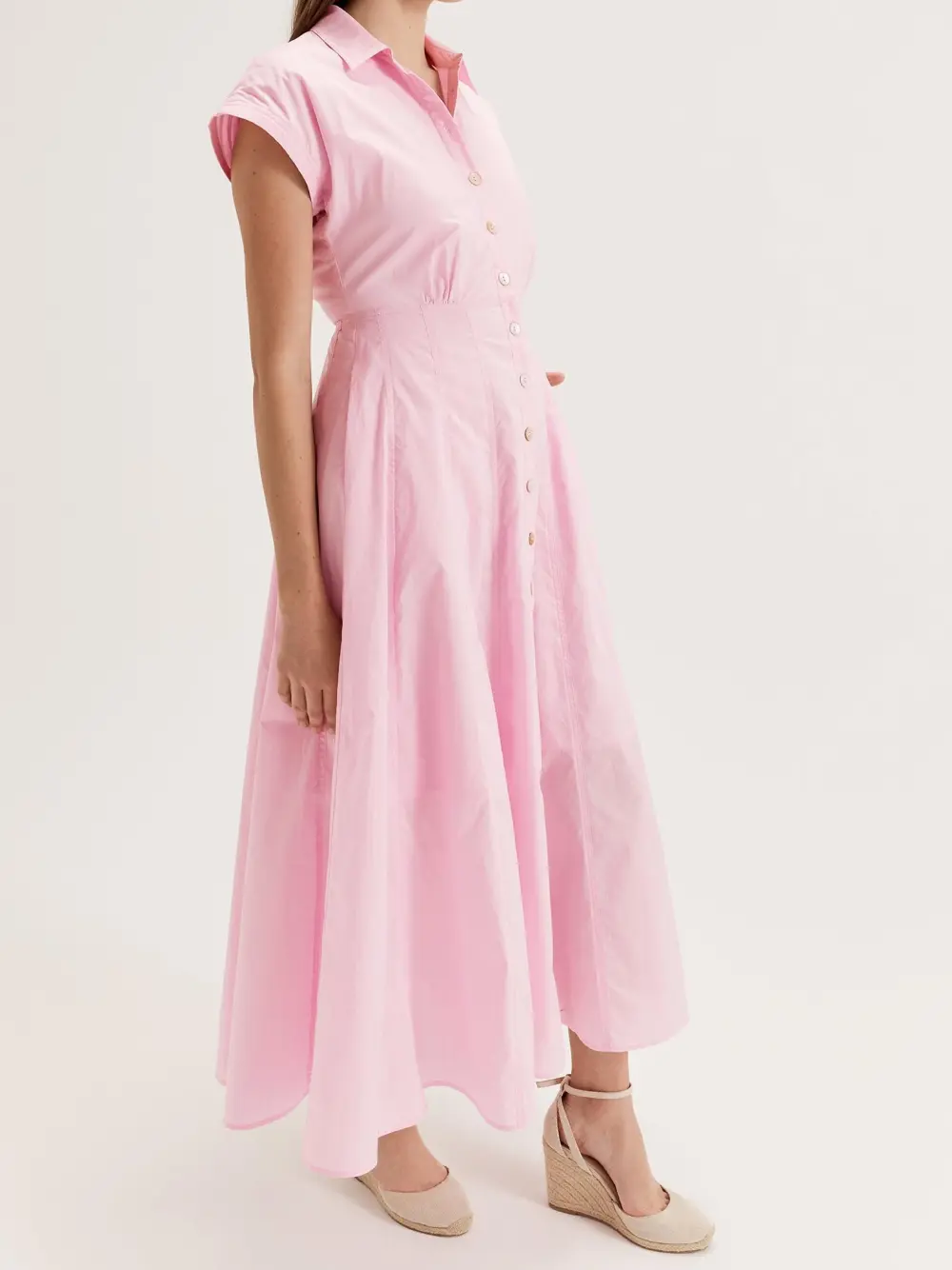 Pink Flattering Fit Shirt Dress