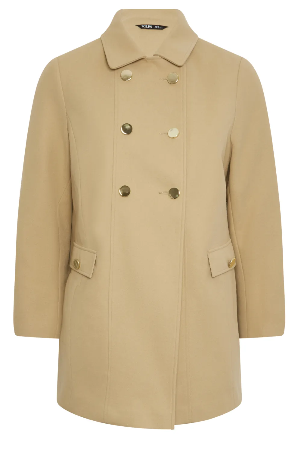 YOURS Curve Camel Brown Collared Formal Coat