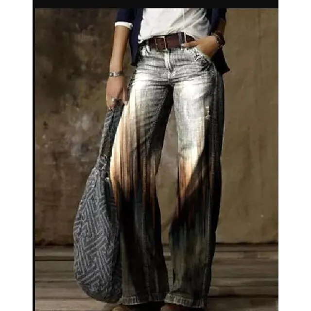 Women's Jeans Bootcut Wide Leg Full Length Faux Denim Side Pockets Wide Leg High Elasticity Mid Waist Fashion Casual Weekend 1 2 S M