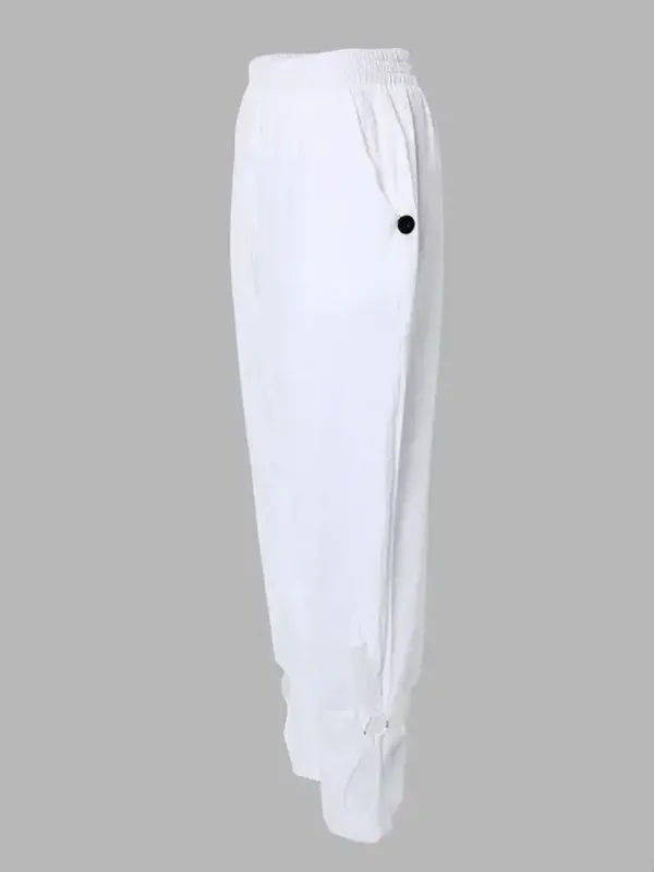 Women's Cotton Casual Cut-Out Pants With Pocket