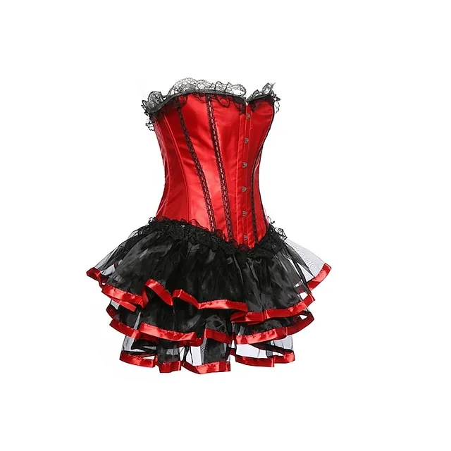 Women's Corsets Trachtenmieder Christmas Halloween Wedding Party Birthday Party Xmas Plus Size Red Country Bavarian Overbust Corset Hook & Eye Lace Up Tummy Control Push Up Bow Solid Color Stripe