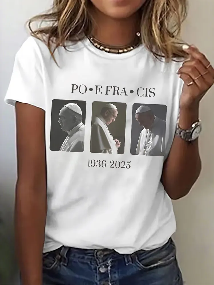 Women's Thank You Father 1936-2025 Print Short Sleeve Round Neck Cotton T-Shirt