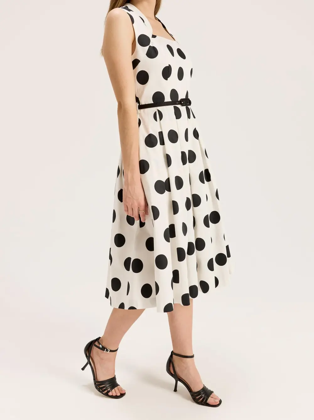 Ivory Black Spotty Midi Dress