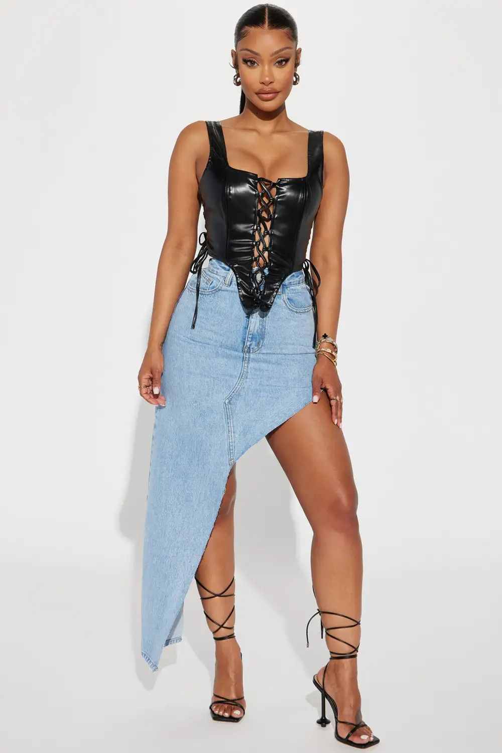 True To You Faux Leather Corset Top - Black