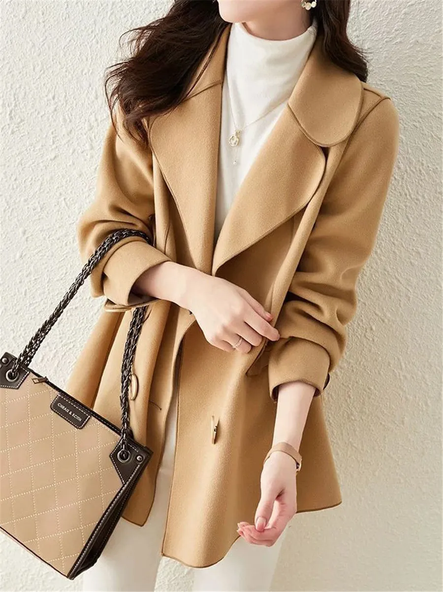 Double Breasted Solid Color Casual Coat