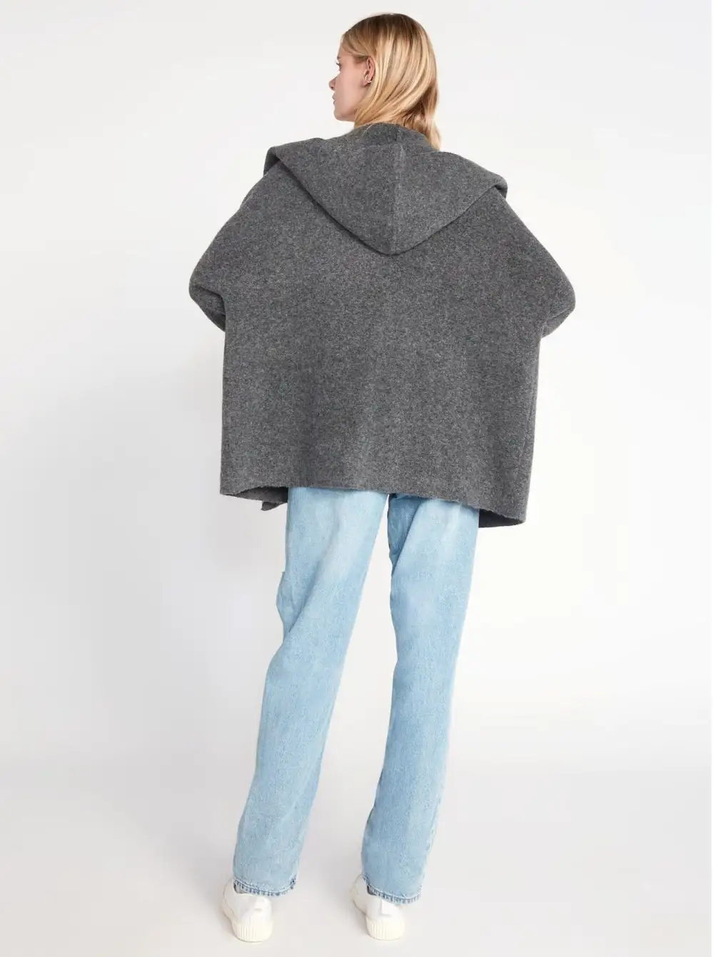 Hooded Open Lapel Sweater Coat