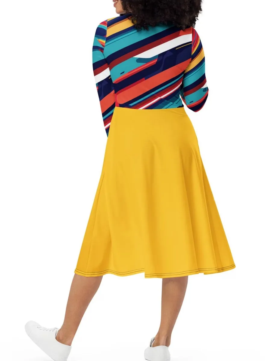 Striped Color Block Midi Dress