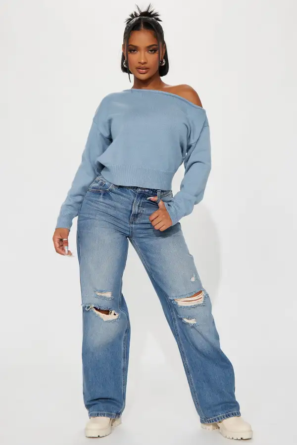 Eastyn Sweater Top - Dusty Blue