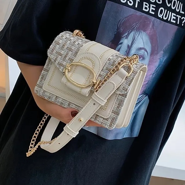 Women's Crossbody Bag Shoulder Bag Mobile Phone Bag PU Leather Cotton Party Outdoor Buttons Adjustable Large Capacity Durable Patchwork Black White Blue