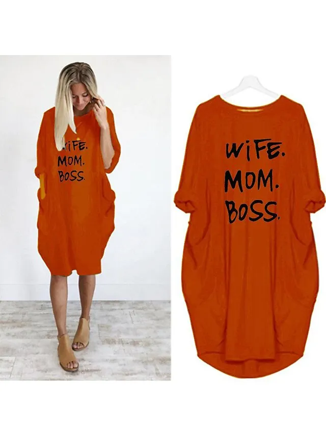 Women's Pajamas Loungewear Nightgown Sleepwear Letter Fashion Simple Basic Home Daily Mother's Day Polyester Pullover Summer Spring claret Orange red