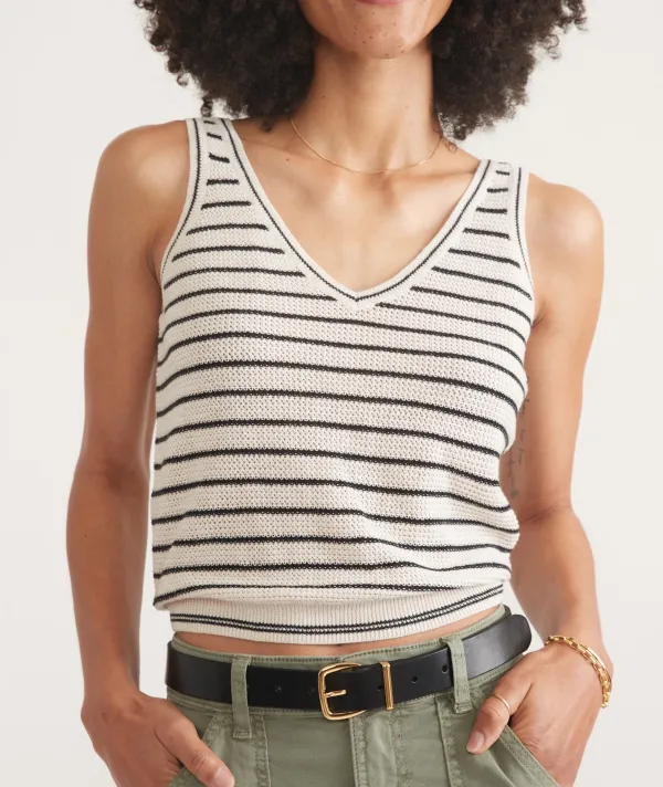 Monochrome Striped Sleeveless Top