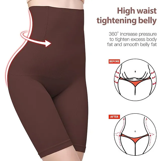 Women's Shorts Seamless High Waisted Bone Undergarments Regular Spring, Fall, Winter, Summer Black Purple Brown Apricot