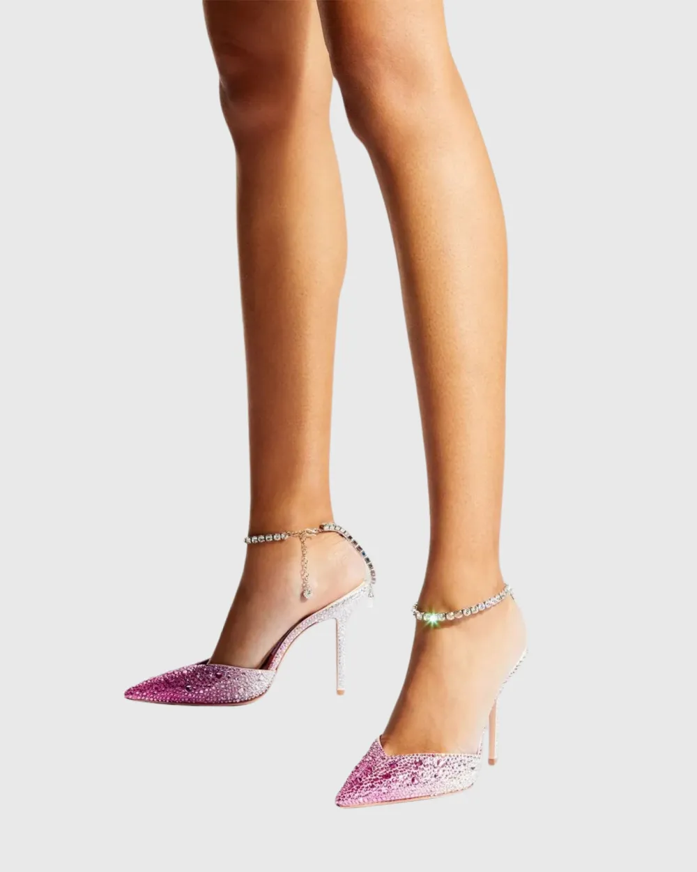 Rhinestone Strap Embellished Pumps in Pink