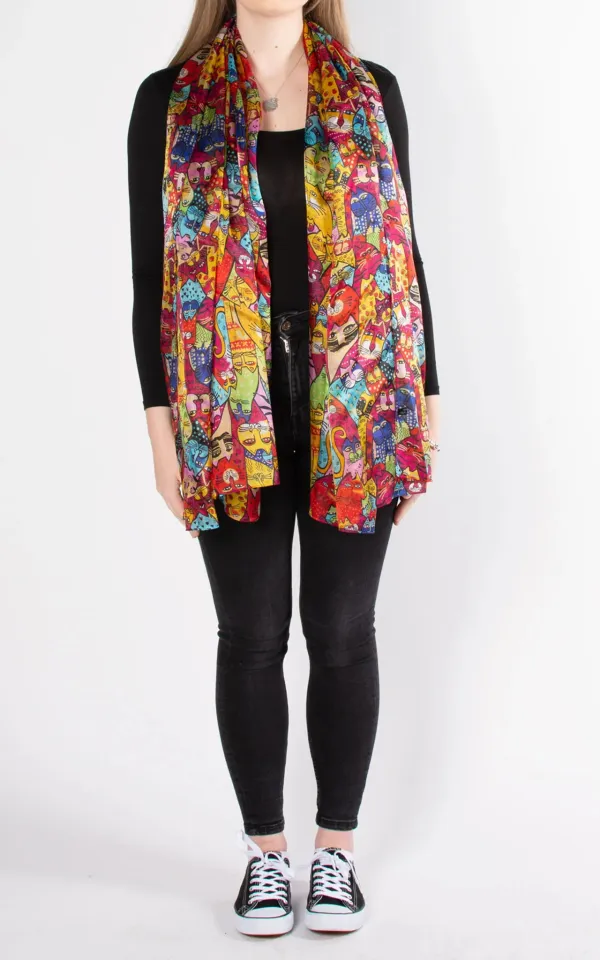 Cartoon Art Print Silk Scarf