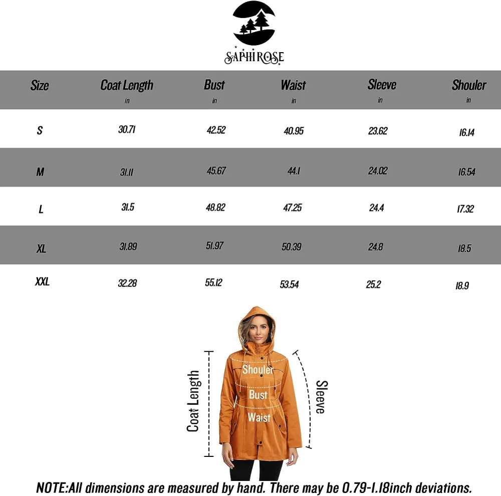 Women's Long Hooded Rain Jacket Outdoor Raincoat Windbreaker