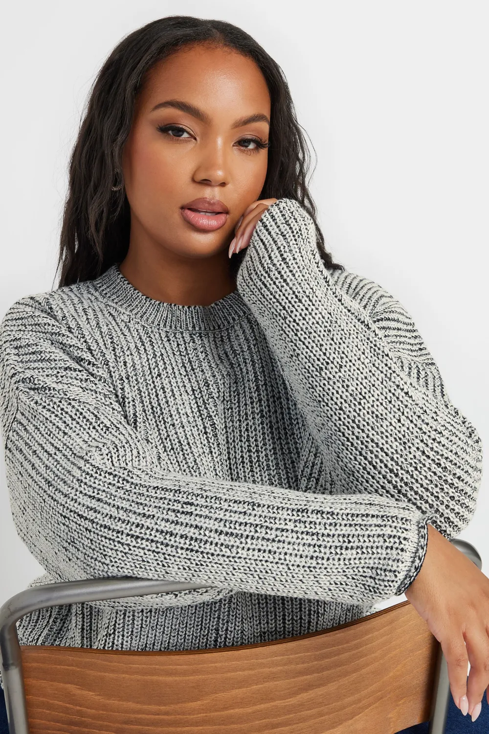 YOURS Curve Grey Drop Shoulder Knitted Jumper