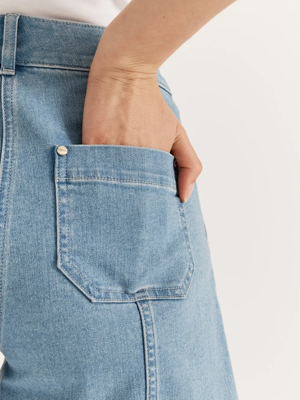 Wide Leg Jean Shorts with Pockets