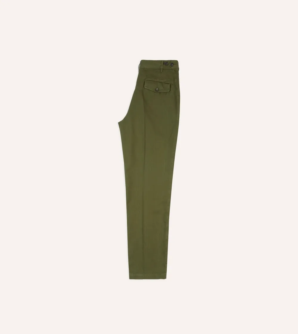 Olive Green Pleated Trousers