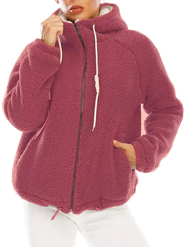 Women's New Hooded Sherpa Casual Winter Warm Jacket