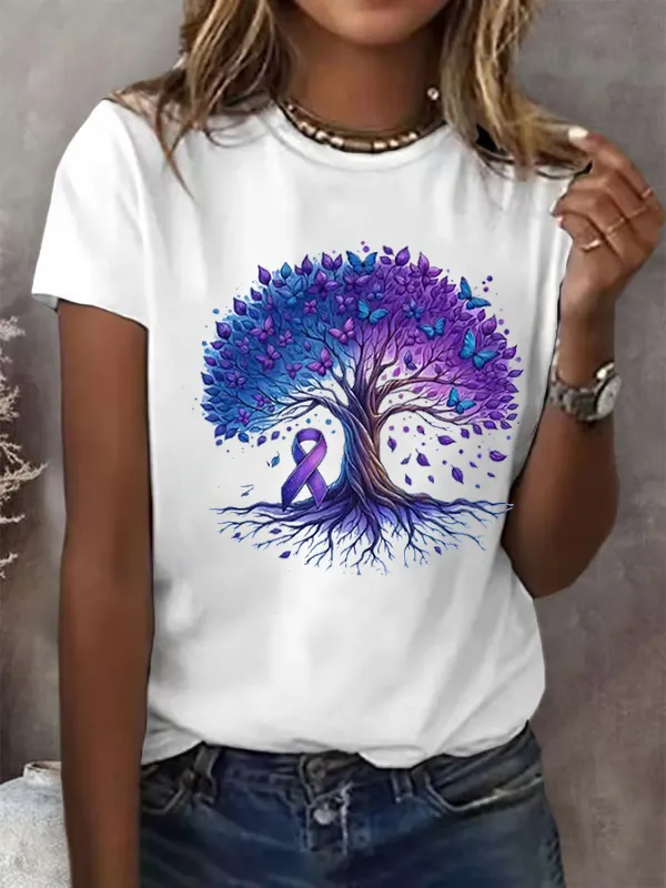Women'S Alzheimer'S Awareness Forget Me Not Print T-Shirt