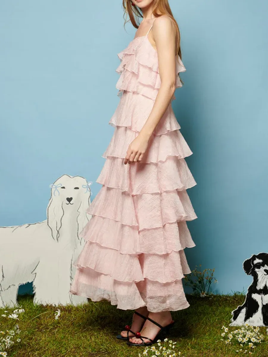 Casual Style Ruffle Midi Dress