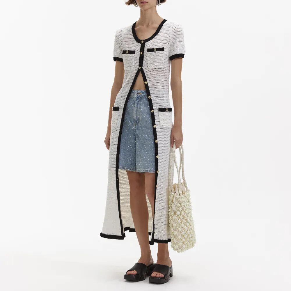 White Crochet Midi Dress