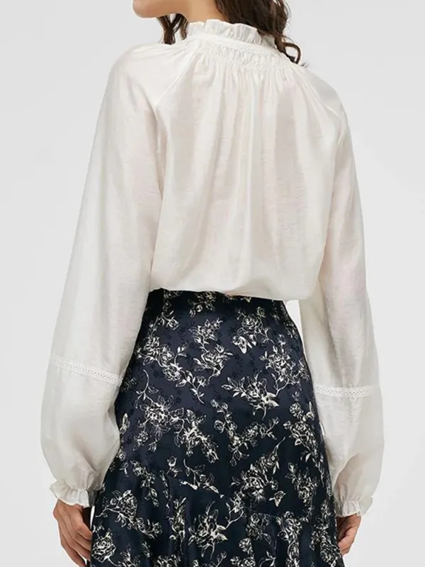 Loose Ruffle Neck Women Blouse