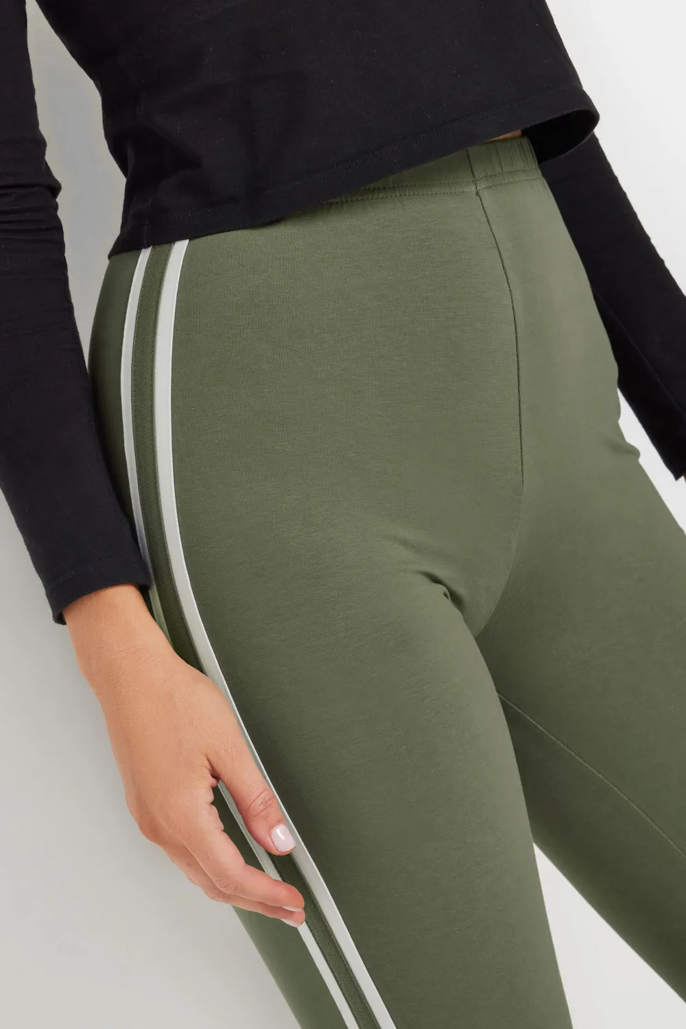 LTS Tall Khaki Green Stripe Leggings