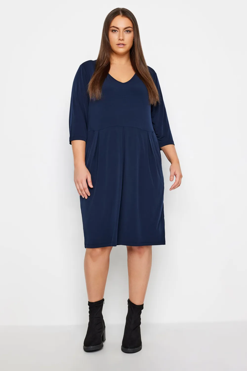 Evans Navy Blue V-Neck Dress