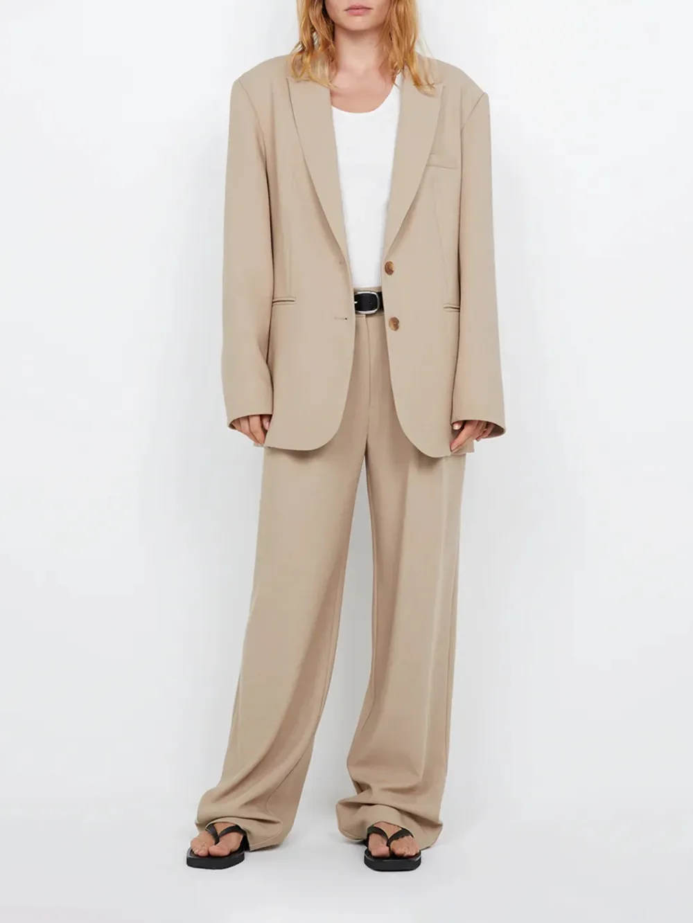 Casual Style Straight-leg Silhouette Pant Sand