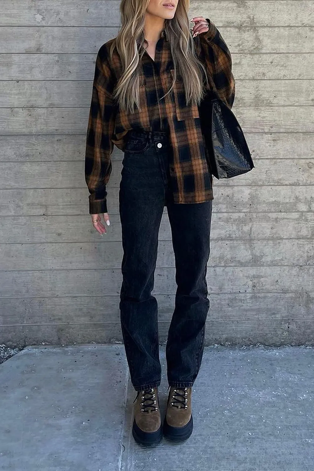 Brown And Black Flannel Plaid Shirt