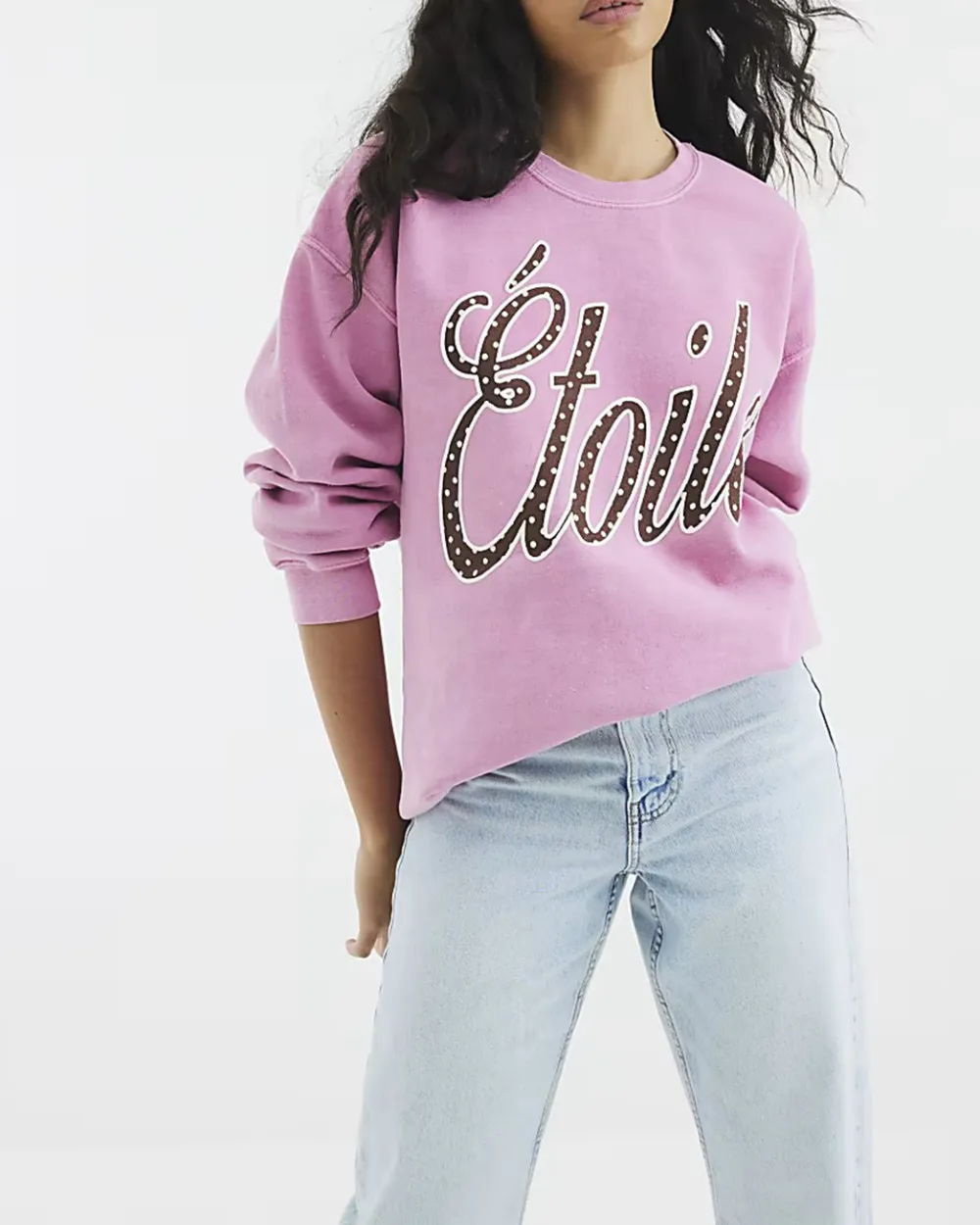 Pink Round Neck Letter Print Women's Sweatshirts