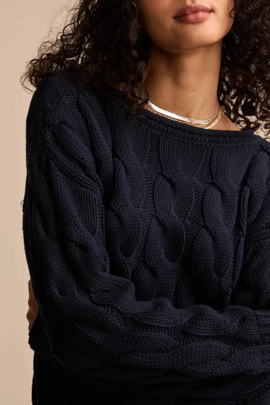 Cadet Navy Cable Sweater Pullover
