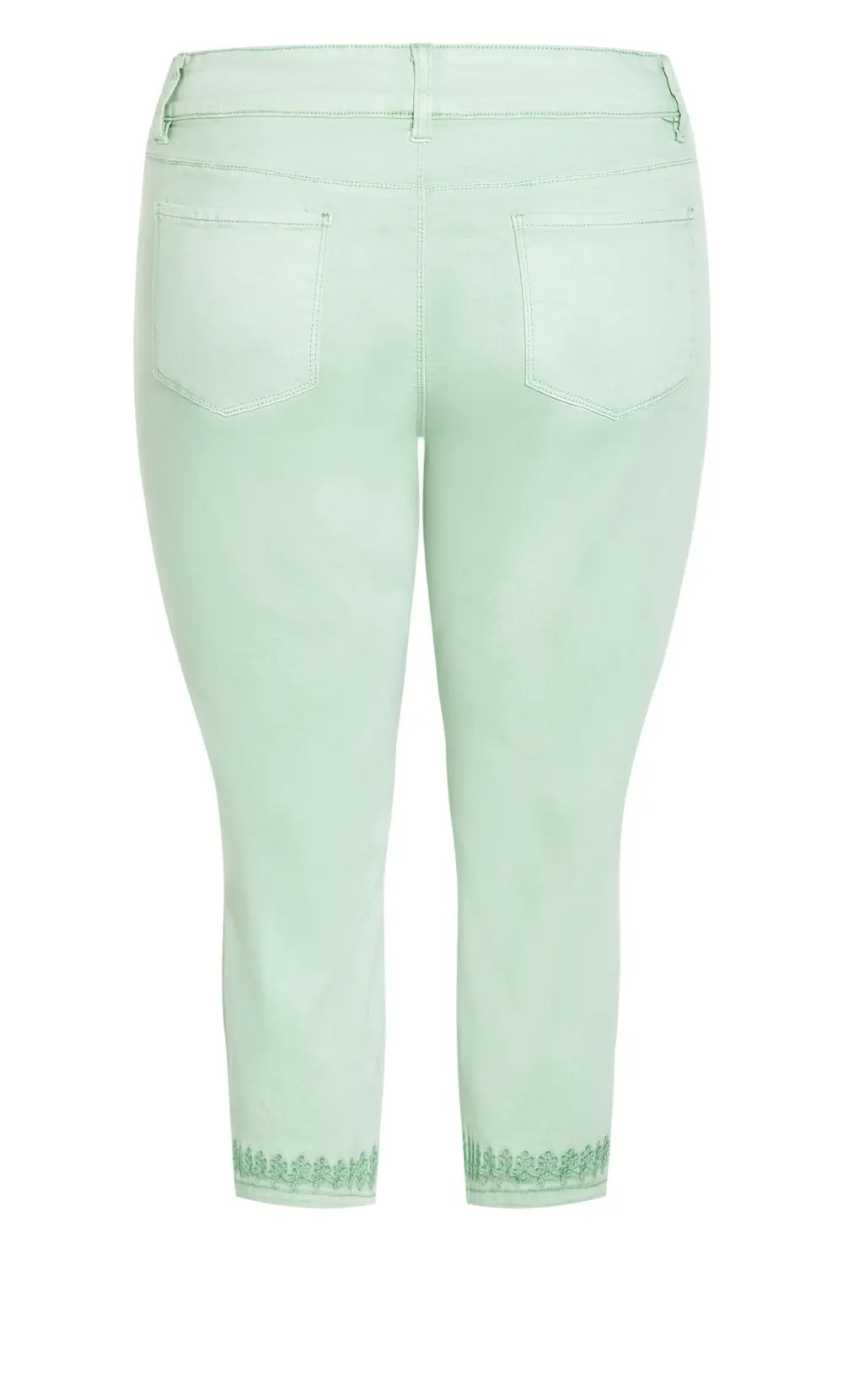 Evans Mint Green Embrioded Cropped Jeans