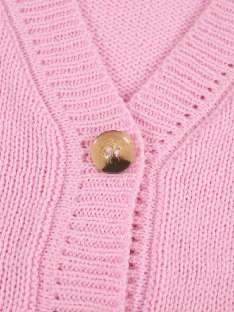 Women's Solid Color Off-Shoulder V-Neck Cardigan & Wide-Leg Pants 2-Piece Loungewear Set