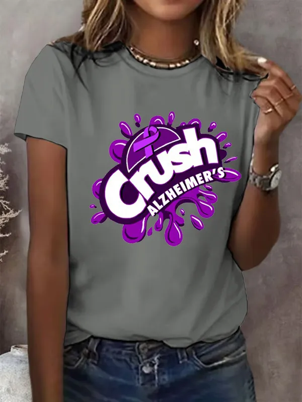 Women'S Crush Alzheimer'S Printed Round Collar T-Shirt