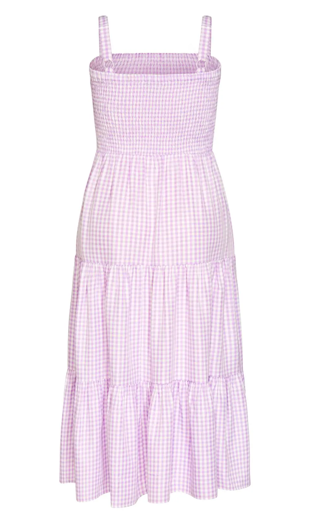 Evans Light Purple Gingham Shirred Maxi Dress