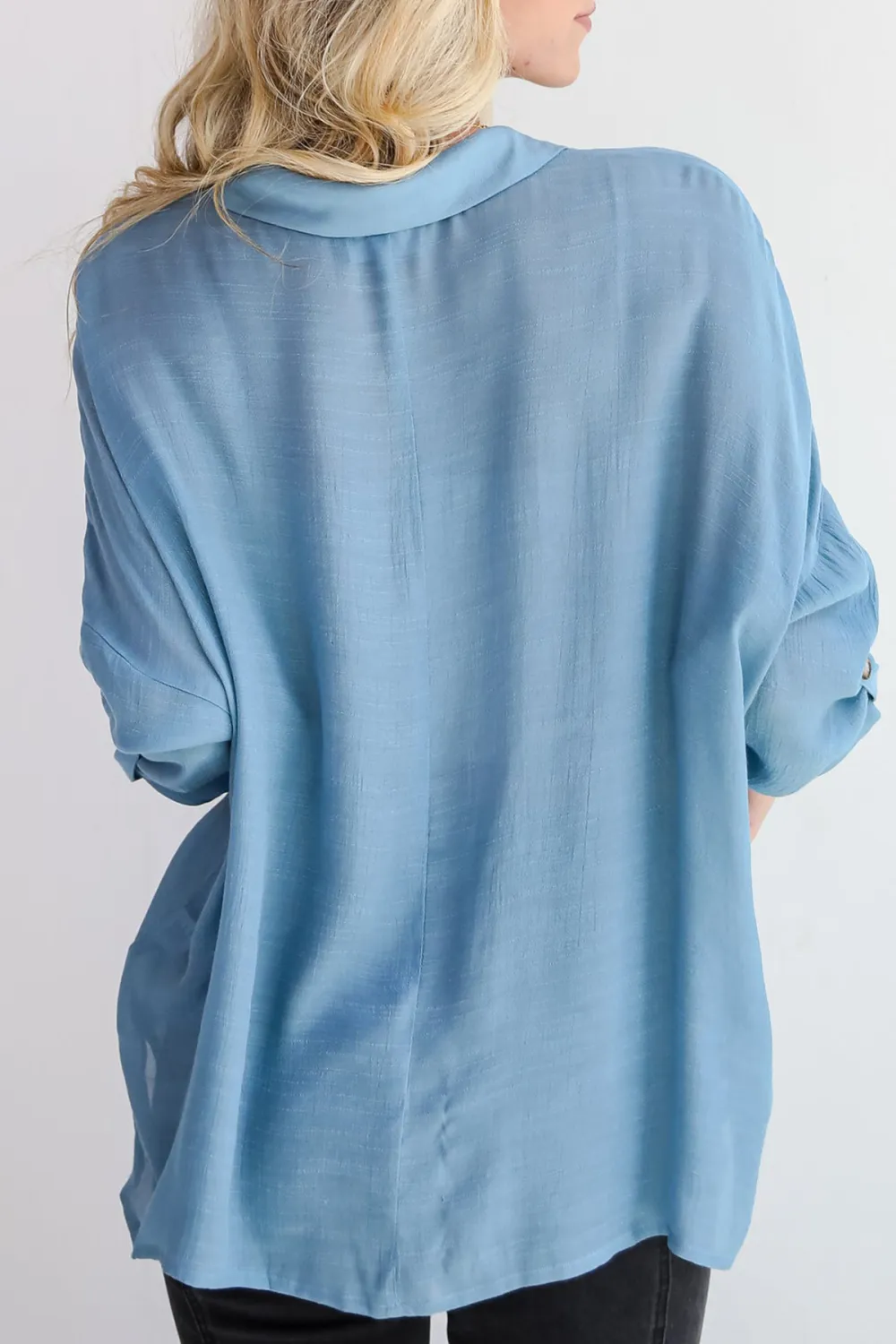 Compelling Composure Oversized Button-Up Blouse