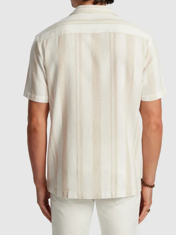 Off White Striped Short Sleeve Shirt